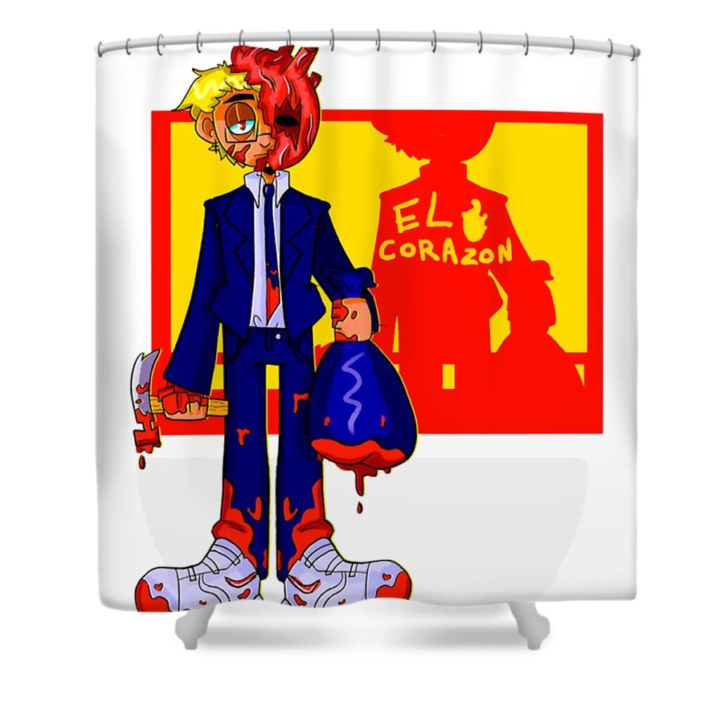 premium bloody shin dororhedoro lotus leafal transparent - Anime Shower Curtains