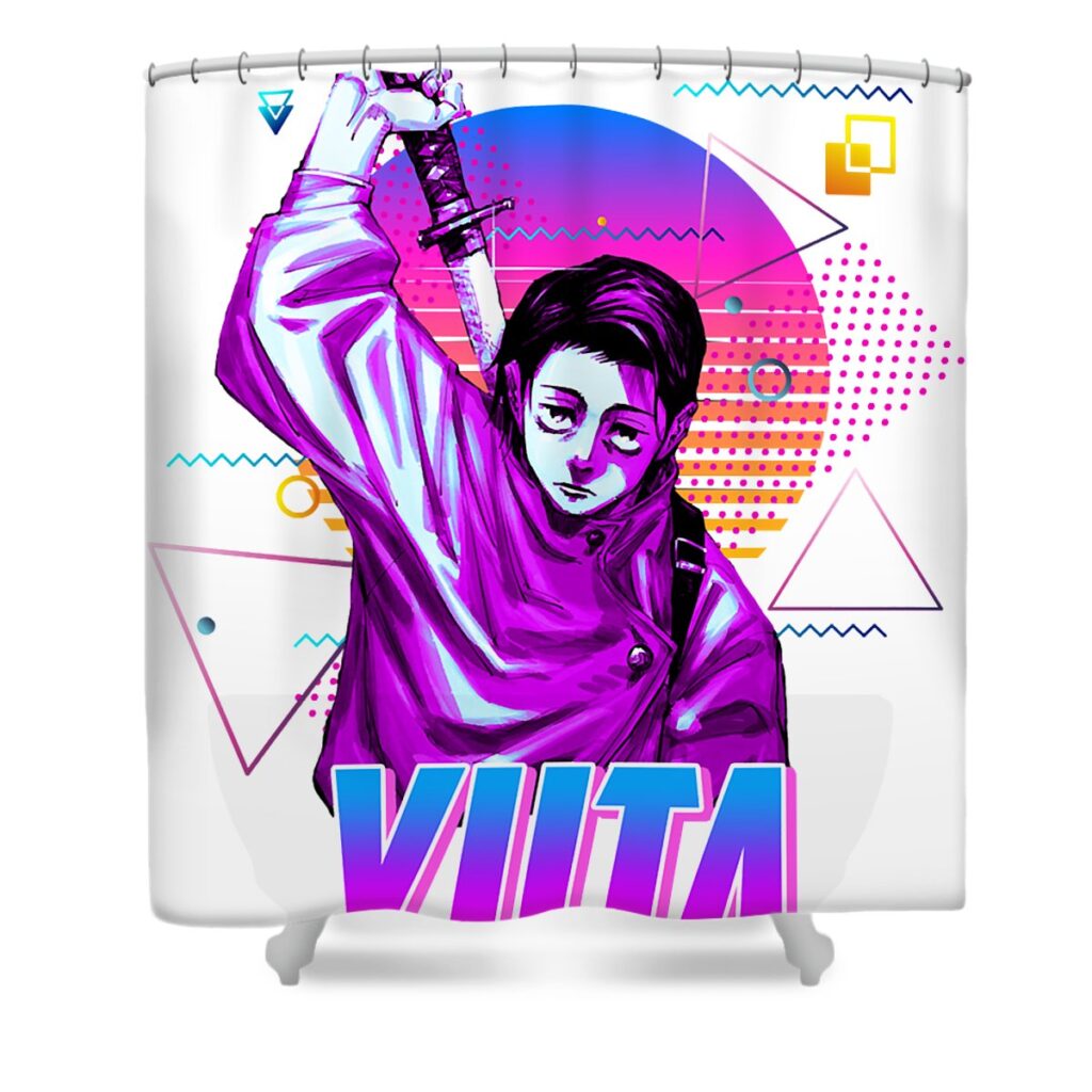 pretty old best friends similarities yuta okkotsu retro artretro wave zery bart transparent - Anime Shower Curtains