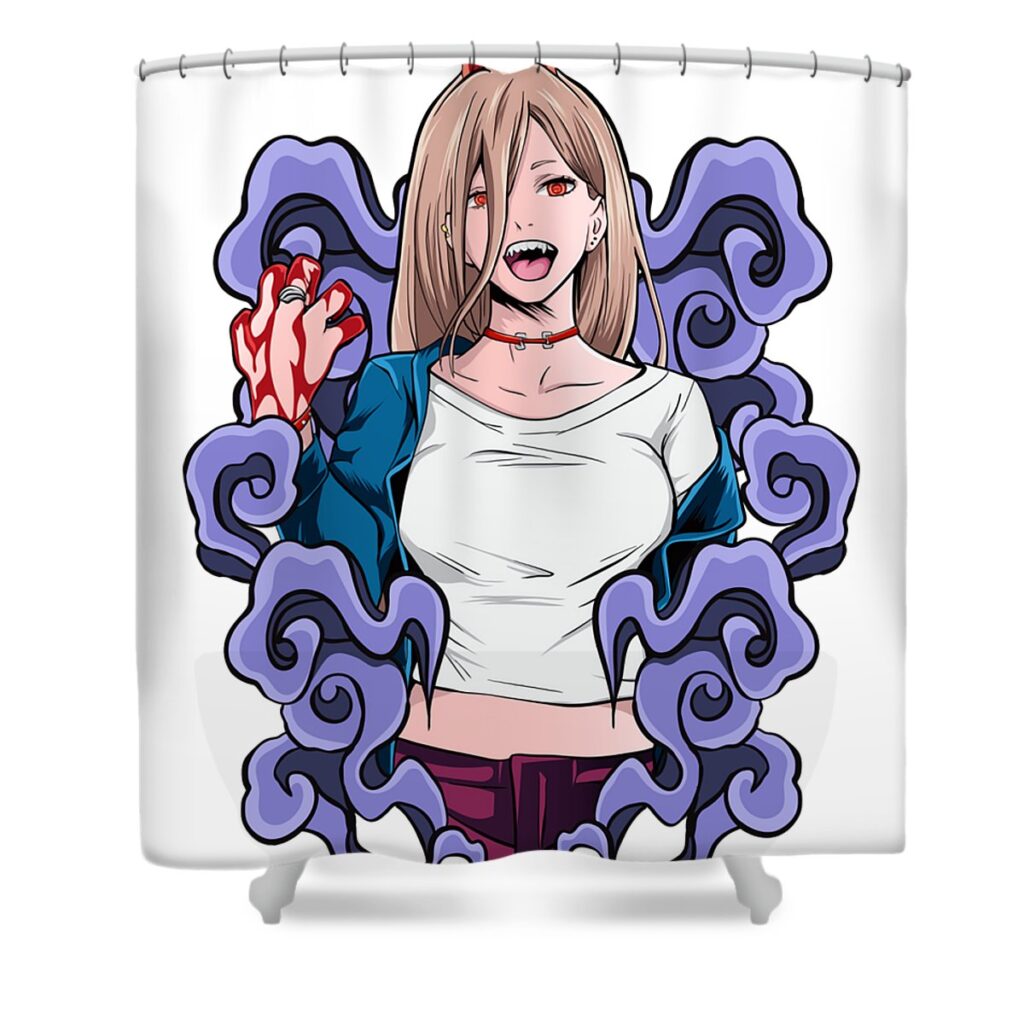 purple chainsaw man power anime video game transparent - Anime Shower Curtains