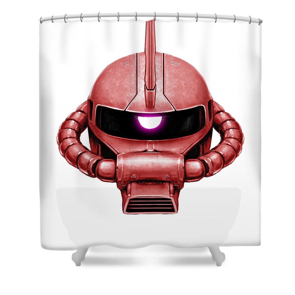 red zaku head andrea gatti transparent - Anime Shower Curtains