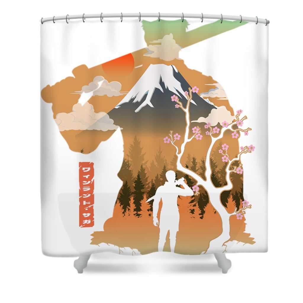 retro askeladd vinland saga anime gifts for fans lotus leafal transparent - Anime Shower Curtains