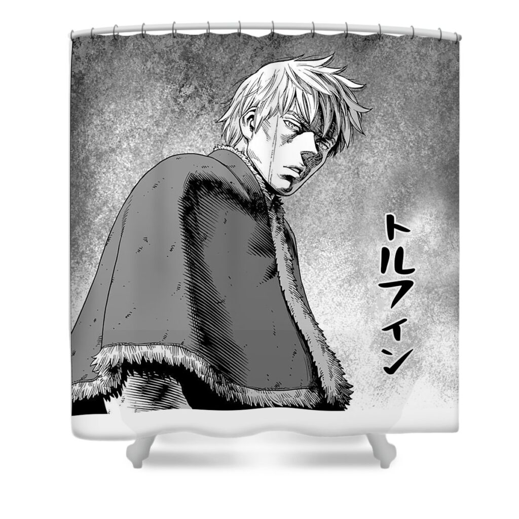 retro thorfinn vinland saga anime gifts for fans lotus leafal transparent - Anime Shower Curtains