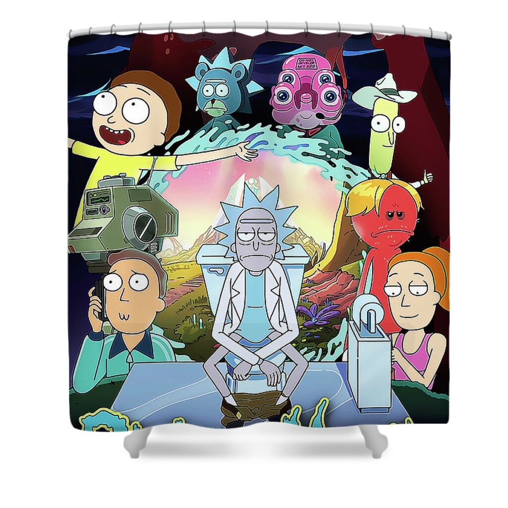 rick and morty camelia moldoveanu - Anime Shower Curtains
