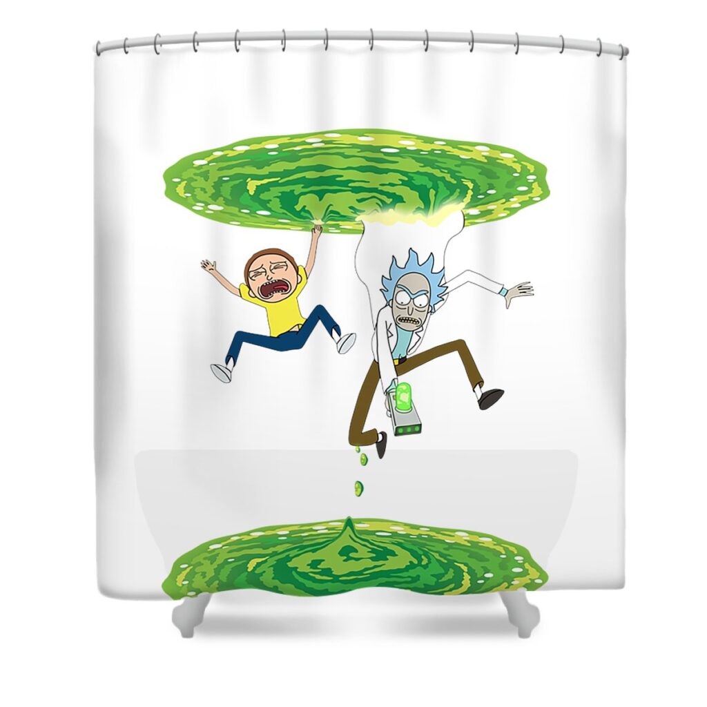 rick and morty falling portal to portal carter briar transparent - Anime Shower Curtains