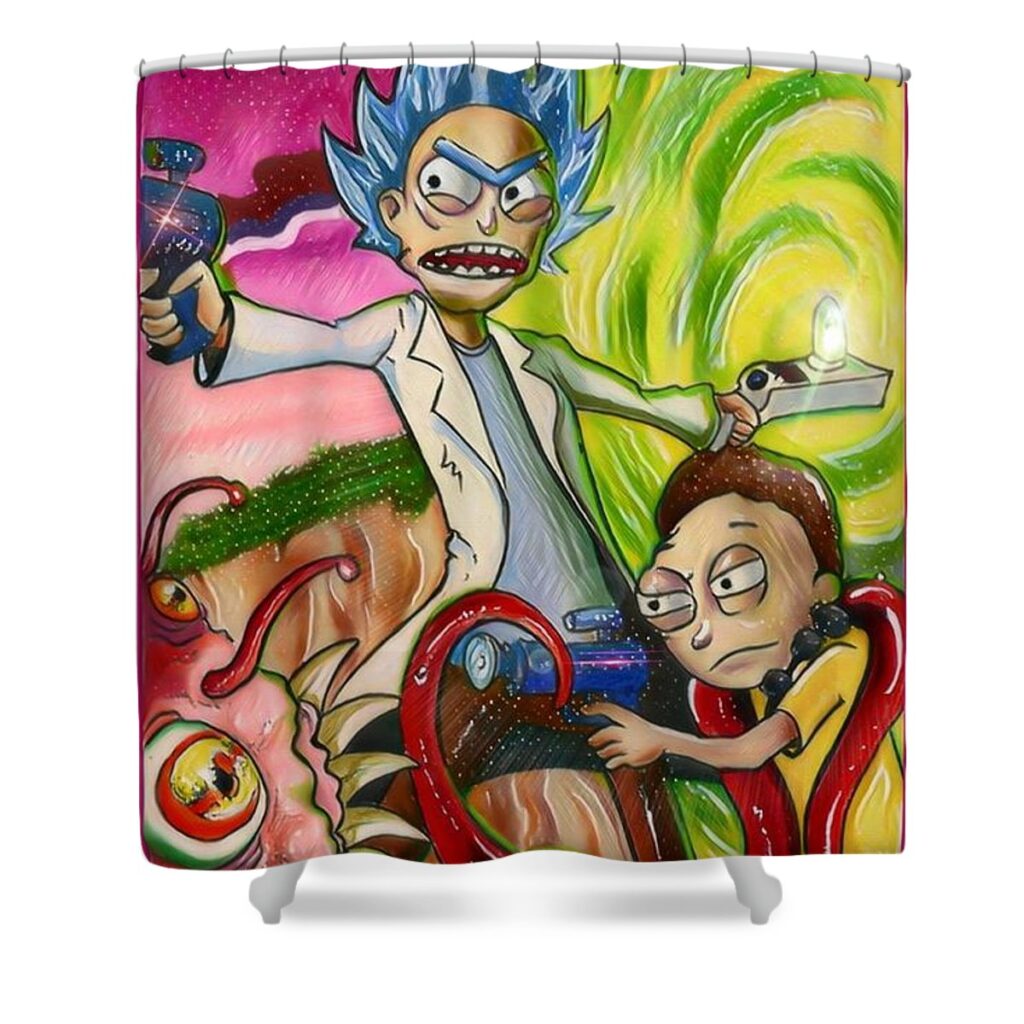 rick and morty luis padilla - Anime Shower Curtains