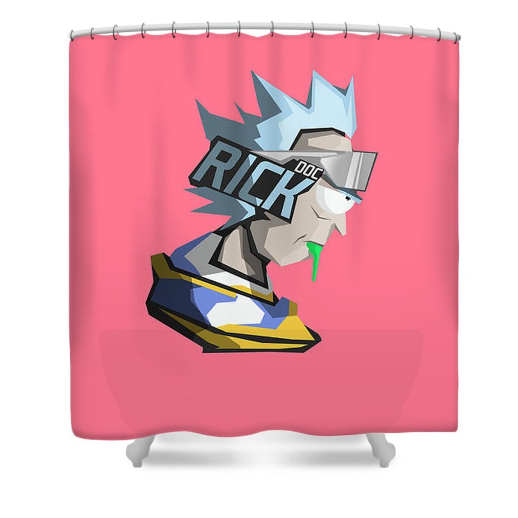 rick and morty minimal lac lac - Anime Shower Curtains