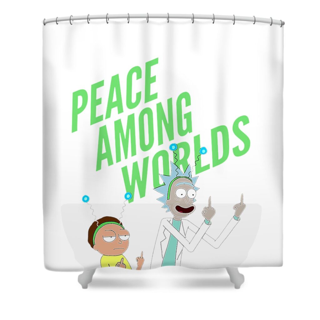 rick and morty peace among worlds portal carter briar transparent - Anime Shower Curtains