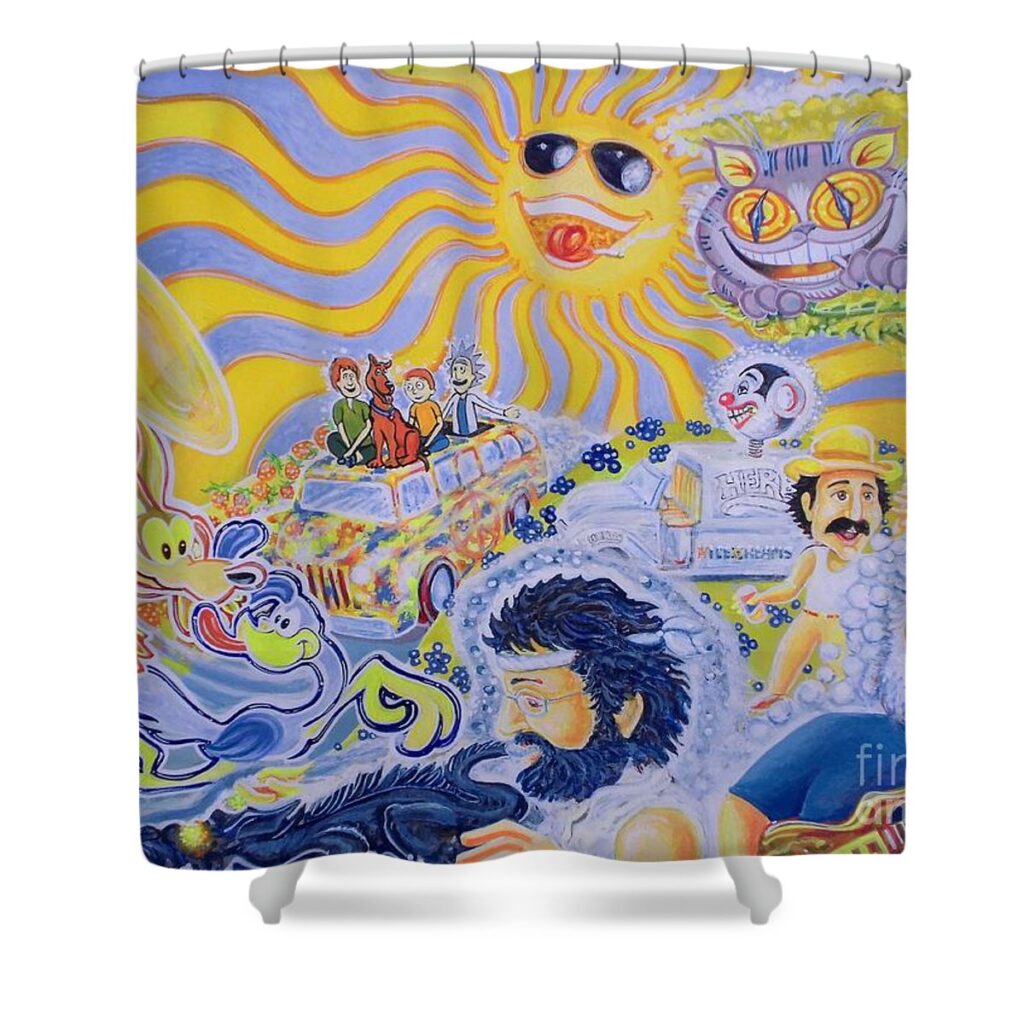 rise and grind design vince plzak - Anime Shower Curtains