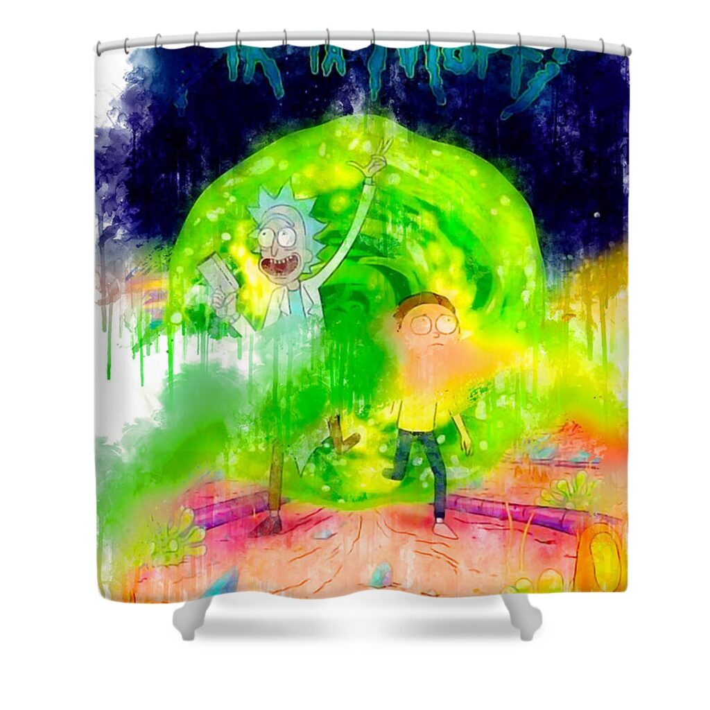 s04295 tv show rick and morty sherman barrows - Anime Shower Curtains